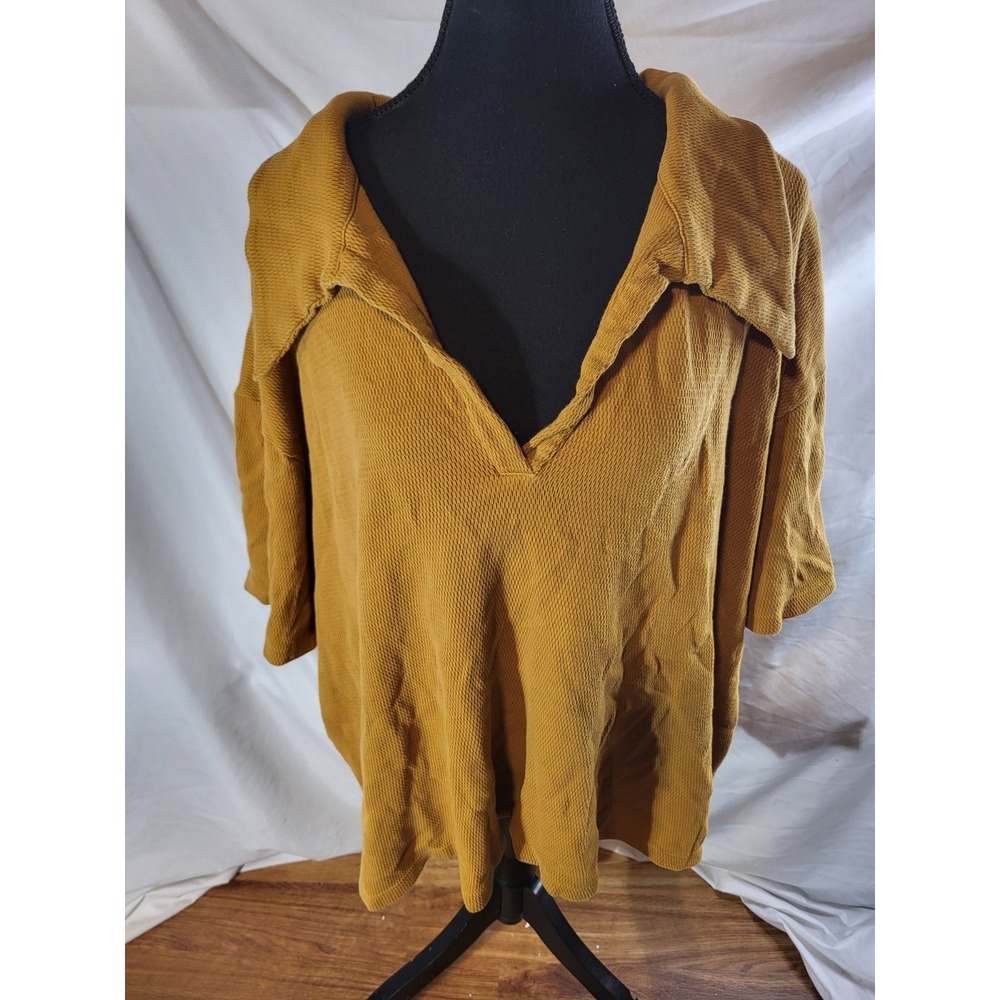 Big Bud Press Fisherman Polo 7XL Mustard Yellow Crop Waffle Knit Pre Shrunk